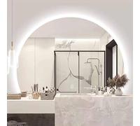 Espejo cosmético Inteligente para baño con LED, Moderno Espejo de Pared con Forma de Arco antivaho y atenuación Infinita, Espejos Decorativos Colgantes sin Marco de Medio círculo, a Prueba d