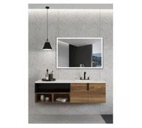 Espejo Cuadrado con Marco Negro Mate Retroiluminado con Luz Fría y Doble Sensor de LedImex - 140 x60 cm