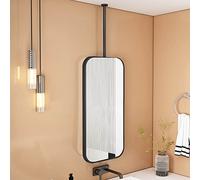 Espejo cuadrado montado en el techo - Espejo rectangular para tocador de baño, espejo de maquillaje decorativo flotante para baño, dormitorios y aparadores, marco de metal, diseño de vidrio