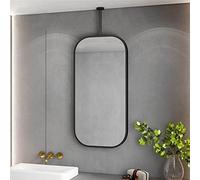 Espejo Cuadrado para Barra de Techo, Espejo Rectangular Personalizable, Espejo Flotante para baño, Espejo Decorativo de Pared, Color Negro (tamaño: 40 x 70 cm)