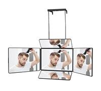 Espejo de 3 vías + 2 espejos más, corte de pelo automático de 360 espejos + luz LED, afeitado de maquillaje, fácil de ver tu cabeza trasera