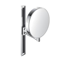 Espejo de afeitado y de maquillaje emco, espejado por ambos lados, aumento 3x y 7x, redondo, brazo flexible, guía de deslizamiento, no iluminado, 109500115