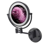 Espejo de afeitar montado en la pared Espejo de maquillaje de pared con luces, 8 pulgadas, negro, giratorio de doble cara for baño, espejos de tocador extensibles de dos caras.(10x)
