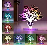 Espejo de Árbol Genealógico Personalizado para Mamá Con Luces - 1-15 Nombres de Niños, Acrílico para Pared, Amor - Regalo para el Día de la Madre y Abuela