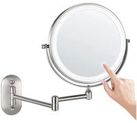 Espejo De Aumento con Luz De Pared X5 De 8 Pulgadas, Espejos De Maquillaje Led con 3 Modos De Color, Giratorio De 360 °, Extensible, Recargable por USB,Plata Mate,1x/5x,outstanding78
