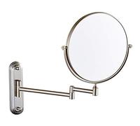 Espejo de aumento de doble cara de níquel cepillado, espejo de tocador extensible montado en la pared, espejos cosméticos giratorios de 360 °, espejo de afeitar redondo de latón para baño,6inch,10X