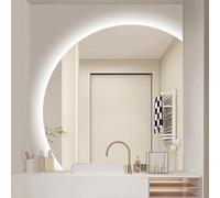 Espejo de baño antivaho de montaje en pared de 36" 40" 28" 32" 3 temperaturas de color ajustables 3000-6000K, espejo de tocador sin marco retroiluminado regulable redondo de 1/4" (Corte inferior