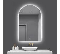 Espejo de baño antivaho, espejo de pared iluminado arqueado regulable, sin marco, diseño inastillable para decoración del hogar