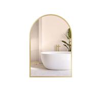 Espejo de baño arqueado con marco metálico
