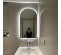 Espejo de baño arqueado montado en la pared para el hogar, dormitorio, sala de estar, elegante acento decorativo, diseño moderno, perfecto para cualquier espacio