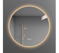 Espejo de baño Bluetooth con cojín antivaho, montado en la pared, espejo de maquillaje LED con 3 ajustes de luz de color, ahorro de energía, espejo de tocador LED inteligente