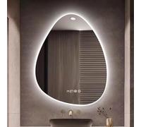Espejo De Baño con Forma De Lágrima Retroiluminado Irregular, Espejo De Tocador De Baño Inteligente Montado En La Pared con Desempañador, Espejo Sin Marco, One Color, 60 * 80cm/23.6 * 31.5in