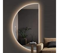 Espejo de baño con iluminación LED y función antivaho, Espejo de Maquillaje Inteligente de Forma Irregular, diseño semicircular sin Marco (Izquierdo 20 pulgadas/50 cm)