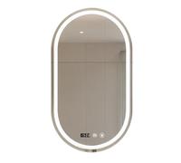 Espejo de Baño con Luz. Espejo Ovaldo de Pared con Enchufe, 3 Tonos de Color, Ajuste de Brillo y Antivaho, con Indicador de Hora y Temperatura. Ideal para Baño o Tocador. (Vertical- 60x90cm)