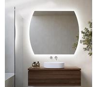 Espejo de Baño Convexo con Luz Diana 120x130 (Alto x Ancho) - Función Antivaho - Iluminación Ambiental - Tres Tonos de luz Diferente - Funcionalidad Touch - Diseño Elegante - 100% Durabilidad