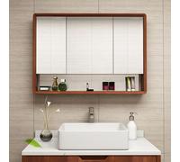 Espejo De Baño De Gran Tamaño para Montar En La Pared Espejo Plateado De Alta Definición Tocador con Marco De Madera Maciza De Roble(90 * 14 * 80cm)