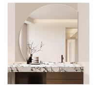 Espejo De Baño De Medio Círculo, Espejo De Tocador De Pared Irrompible Sin Marco, Espejo De Vidrio Con Forma Para Dormitorio, Sala De Estar, Entrada, Decoración Del Hogar(Right cut,50cm/19.7in)
