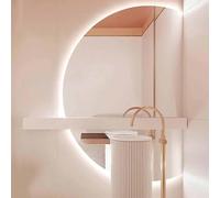 Espejo de baño de Pared de 3 Colores, Espejo de Maquillaje LED Inteligente sin Marco en Forma de Media Luna, Espejo Decorativo Regulable antivaho con Interruptor táctil.
