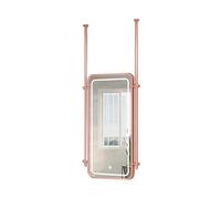 Espejo De Baño Espejo De Techo con Marco De Metal Y Varilla Espejo De Baño con Iluminación Led, Adecuado para El Hogar O El Hotel, Espejo De Vidrio Minimalista Decorativo(Oro Rosa-60X90Cm)