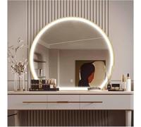 Espejo de baño , Espejo Dormitorio Entrada Espejo LED Espejo montado en la pared con 3 colores regulables/interruptor táctil Espejos de baño Espejo de tocador retroiluminado medio redondo con marco do