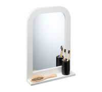 Relaxdays Espejo de Baño con Repisa, Rectangular, 54x38x8,5 cm, MDF, para Colgar de la Pared, Pasillo, Recibidor, Blanco