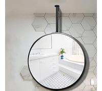 Espejo de baño Flotante para Colgar en el Techo, Marco de Metal Redondo y Brazo montado en el Techo (el Brazo se Puede Personalizar) para baño, Sala de Estar, Dormitorio, Espejo Horizontal s