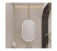 Espejo de baño giratorio con iluminación LED, acabado dorado, 60 x 90 cm, elegante y funcional para el hogar y el hotel, diseño moderno con iluminación mejorada