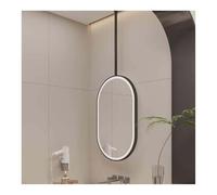 Espejo de baño giratorio con luz LED, elegante color negro, 50 x 90 cm, ideal para el hogar y hoteles, decoración moderna, mejora tu experiencia de tocador con iluminación brillante