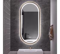 Espejo de baño iluminado LED con marco de metal, diseño moderno antivaho para maquillaje y decoración del hogar