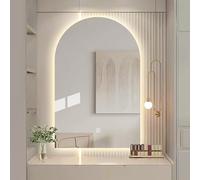 Espejo de baño iluminado montado en la pared con brillo ajustable, control táctil inteligente, función antivaho, moderno esencial para un aseo perfecto