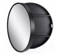 Espejo de baño iluminado montado en la pared de 60 cm de diámetro, color negro, perfecto para baños modernos, diseño de ahorro de espacio
