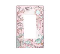 Espejo de baño individual basculante cubierta para interruptor de luz, estantes retro acogedores, fregadero, primavera, melocotón, plástico, tamaño estándar, placa decorativa para dormitorio, oficina