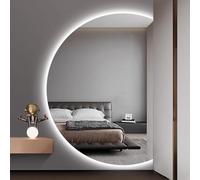 Espejo de baño Inteligente LED de 3 Colores, Espejo de Maquillaje sin Marco en Forma de Media Luna, Espejo de Pared antivaho con Interruptor táctil, para baño, Sala de Estar y Entrada.