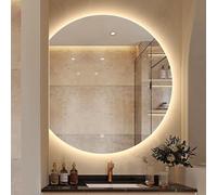 Espejo de baño inteligente LED, espejo de pared antivaho con interruptor táctil regulable de 3 colores y regulable continuo, espejo de tocador iluminado para dormitorio, entrada y baño
