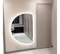 Espejo de baño LED, 25 x 35 cm, media luna, retroiluminado, con luces y oscurecimiento, tecnología antivaho incluida