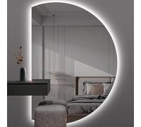 Espejo de baño LED antivaho Inteligente, Espejo de Maquillaje Grande sin Marco en Forma de Media Luna, Espejo de Pared retroiluminado de 3 Colores, Espejo Decorativo HD a Prueba de Explosion
