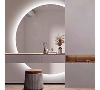 Espejo de baño LED con 3 colores, interruptor táctil, antivaho, espejo de maquillaje de media luna, espejo de longitud completa, regulable de 120 x 80 cm para un reflejo perfecto