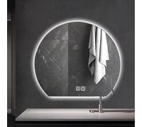 Espejo de baño LED con antiniebla de 3 colores regulables, semicircular, 50 x 45 cm a 90 x 81 cm, 3 métodos de colgar, solución de iluminación elegante y funcional.