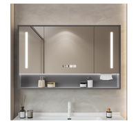 Espejo de baño LED con antivaho, montaje en pared, espacio de almacenamiento, perfecto para decoración moderna, elegante y funcional, ideal para uso doméstico