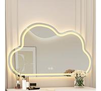 Espejo de baño LED con Forma de Nube, Espejo de tocador táctil con Luces, 3 Colores Ajustables, antivaho, a Prueba de explosiones, Regulable sin escalonamientos (35,4" L x 27,6" W)