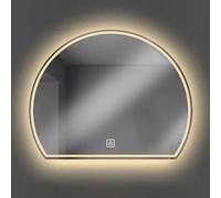 Espejo de baño LED con iluminación inteligente de maquillaje, espejo de pared de media luna para sala de estar, dormitorio, entrada, luz blanca (6000 K), diseño elegante, perfecto para tocador y