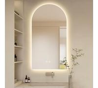 Espejo de baño LED de 40/48/51 pulgadas, regulable, sin marco, para montaje en pared, antivaho, 3 opciones de luz de color, espejo de maquillaje retroiluminado grande para baños elegantes