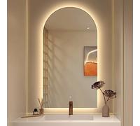 Espejo de baño LED de arco de 40 x 60 cm con brillo ajustable, 3 temperaturas de color, espejo de tocador montado en la pared para decoración elegante del hogar, 15.7 x 23.6 pulgadas