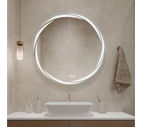 Espejo De Baño LED, Espejo De Pared Circular, Espejos De Pared Regulables Continuos con Antivaho, Inastillable, Memoria, 3 Colores, Espejo De Tocador LED Doble ( Color : Three-color defogging , Size :