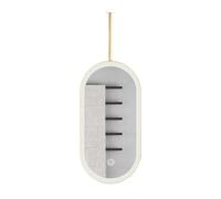 Espejo de baño LED, espejo de tocador HD con brillo ajustable, perfecto para afeitarse, poste personalizable, acabado dorado, 60 x 90 cm, diseño moderno y elegante