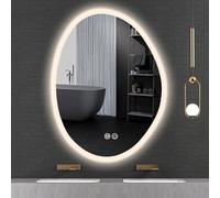 Espejo de baño LED, Espejo Decorativo Moderno sin Marco de Forma Irregular, Espejo de Maquillaje Multifuncional, Espejo de tocador de baño antivaho, Regulable en 3 Colores.