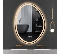 Espejo de baño LED, Espejo Decorativo Moderno sin Marco de Forma Irregular, Espejo de Maquillaje Multifuncional, Espejo de tocador de baño antivaho, Regulable en 3 Colores.