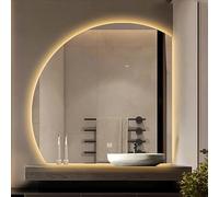 Espejo de baño LED inteligente, 70 cm, redondo, montado en la pared, con control táctil, luz que cambia de color, atenuación continua, función antivaho para una mejor experiencia de maquillaje