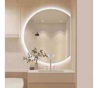 Espejo de baño LED montado en la pared con luces y almohadilla antivaho, espejo inteligente de ahorro de energía para tocador, 500 x 450 mm