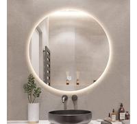 Espejo de baño LED montado en la pared con luz regulable, antivaho, función de memoria, reflejo HD, disponible en 40, 50, 60, 70, 80 cm, clasificación IP44 (50 cm)